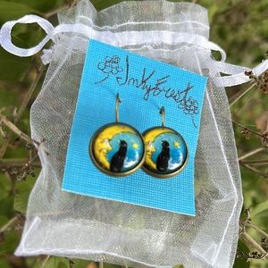 Celestial Moon Cat Earrings